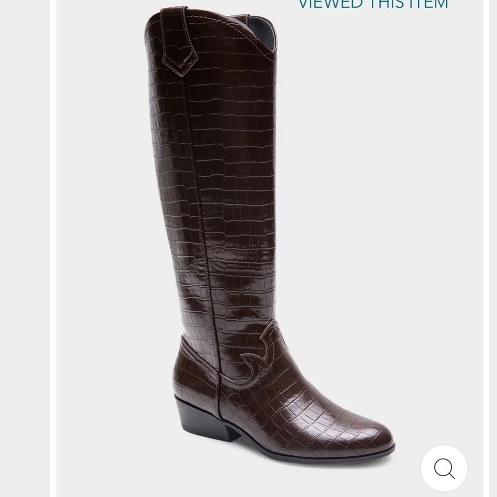 NEW Aerosoles Women's Tall Country Western Boot in Java Croco  Faux Leather 8 - Picture 3 of 3